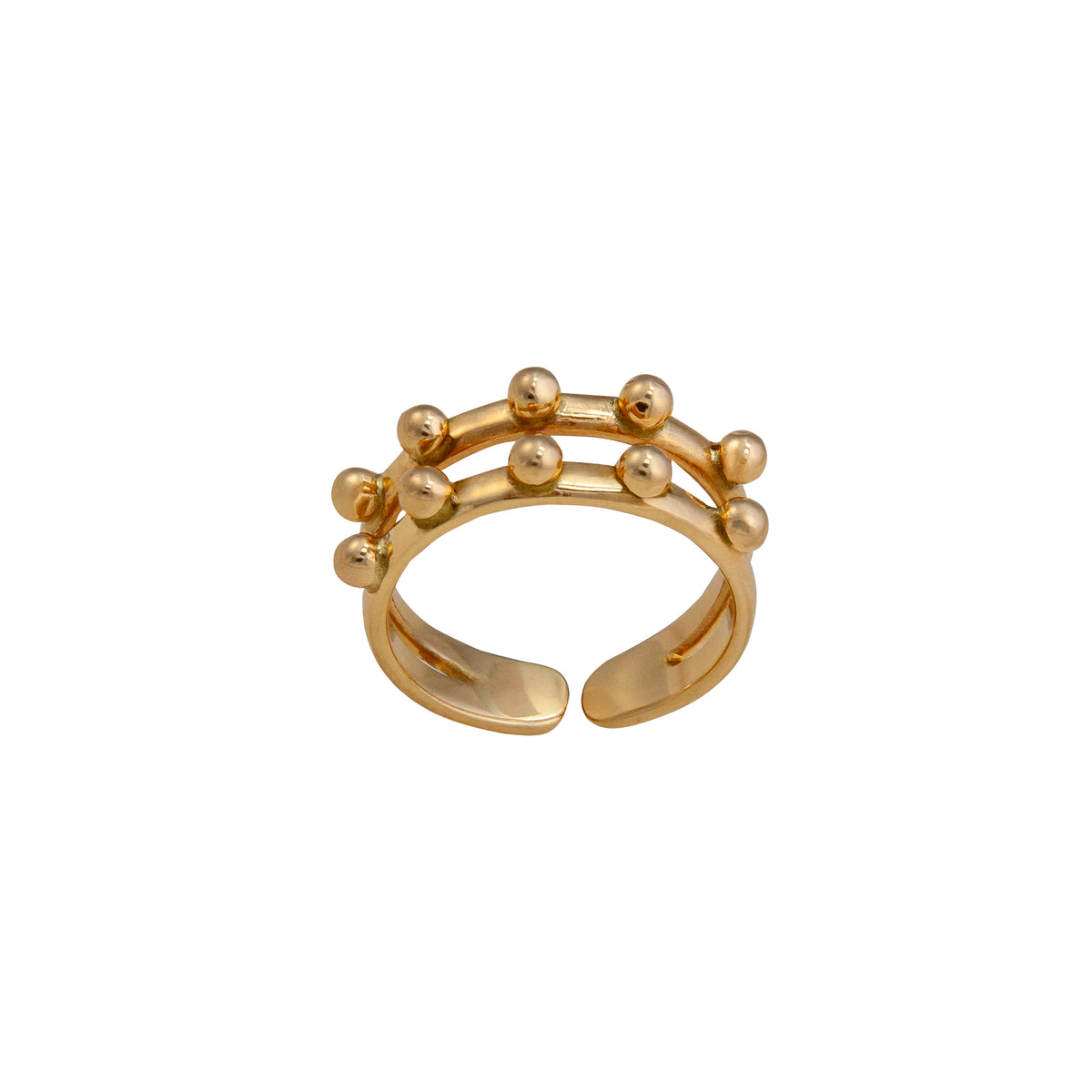 Alchemia Detailed Dot Double Band Adjustable Cuff Ring | Charles Albert Jewelry