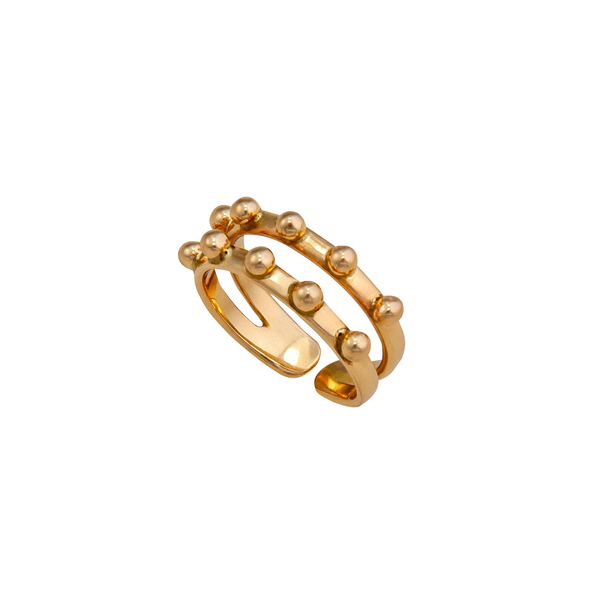Alchemia Detailed Dot Double Band Adjustable Cuff Ring | Charles Albert Jewelry