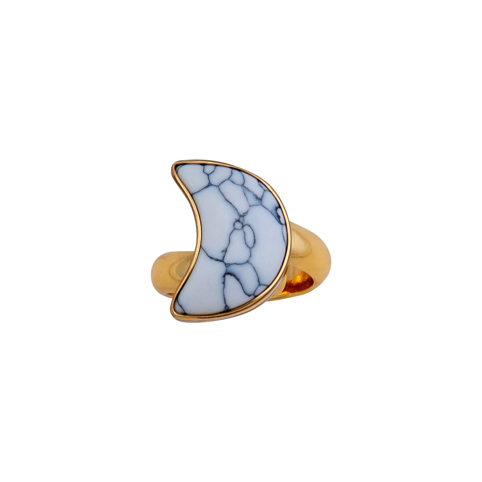 Alchemia White Howlite Moon Adjustable Ring | Charles Albert Jewelry