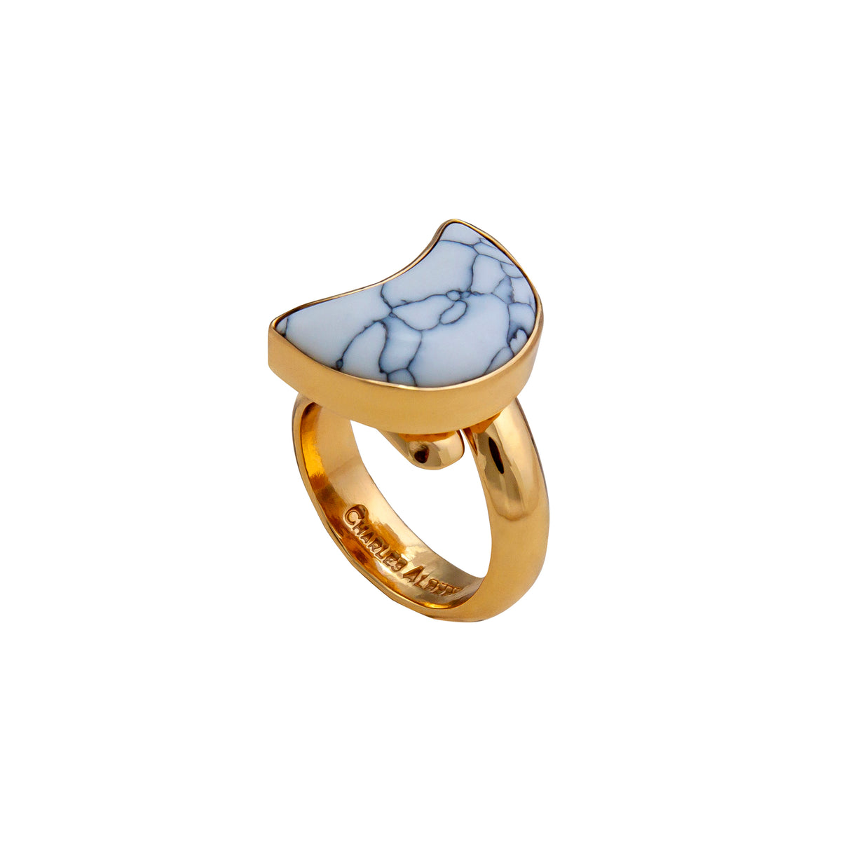 Alchemia White Howlite Moon Adjustable Ring | Charles Albert Jewelry