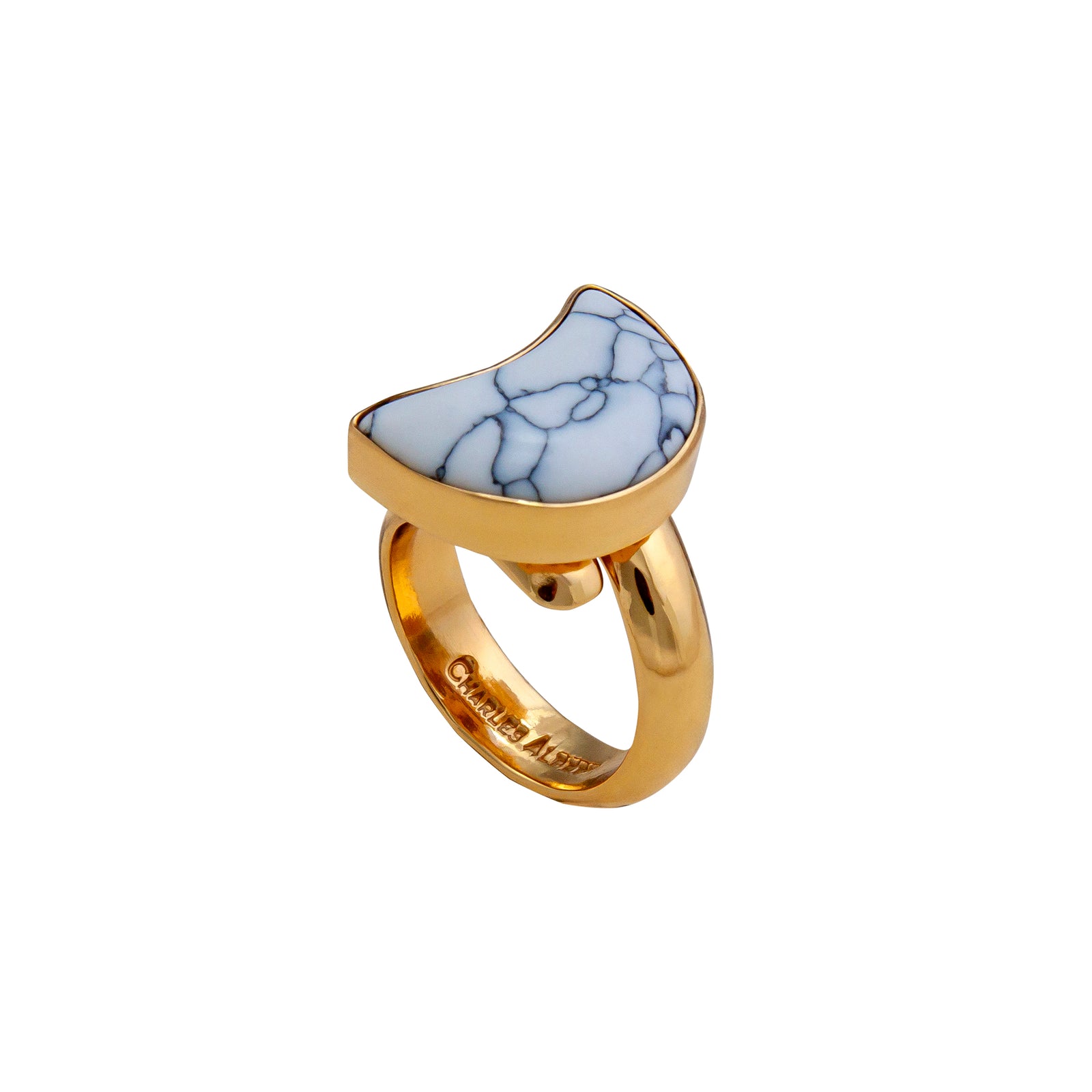 Alchemia White Howlite Moon Adjustable Ring | Charles Albert Jewelry