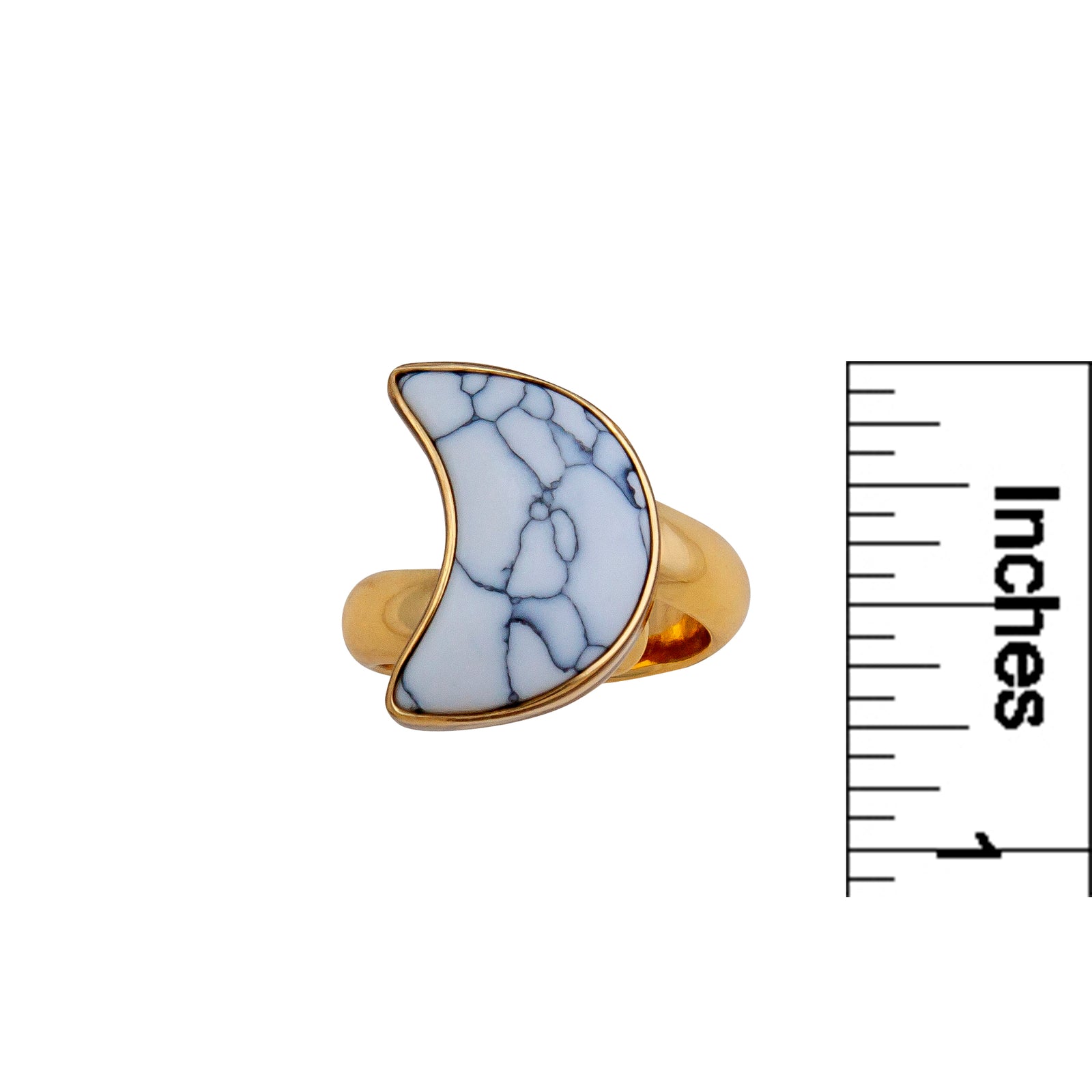 Alchemia White Howlite Moon Adjustable Ring | Charles Albert Jewelry