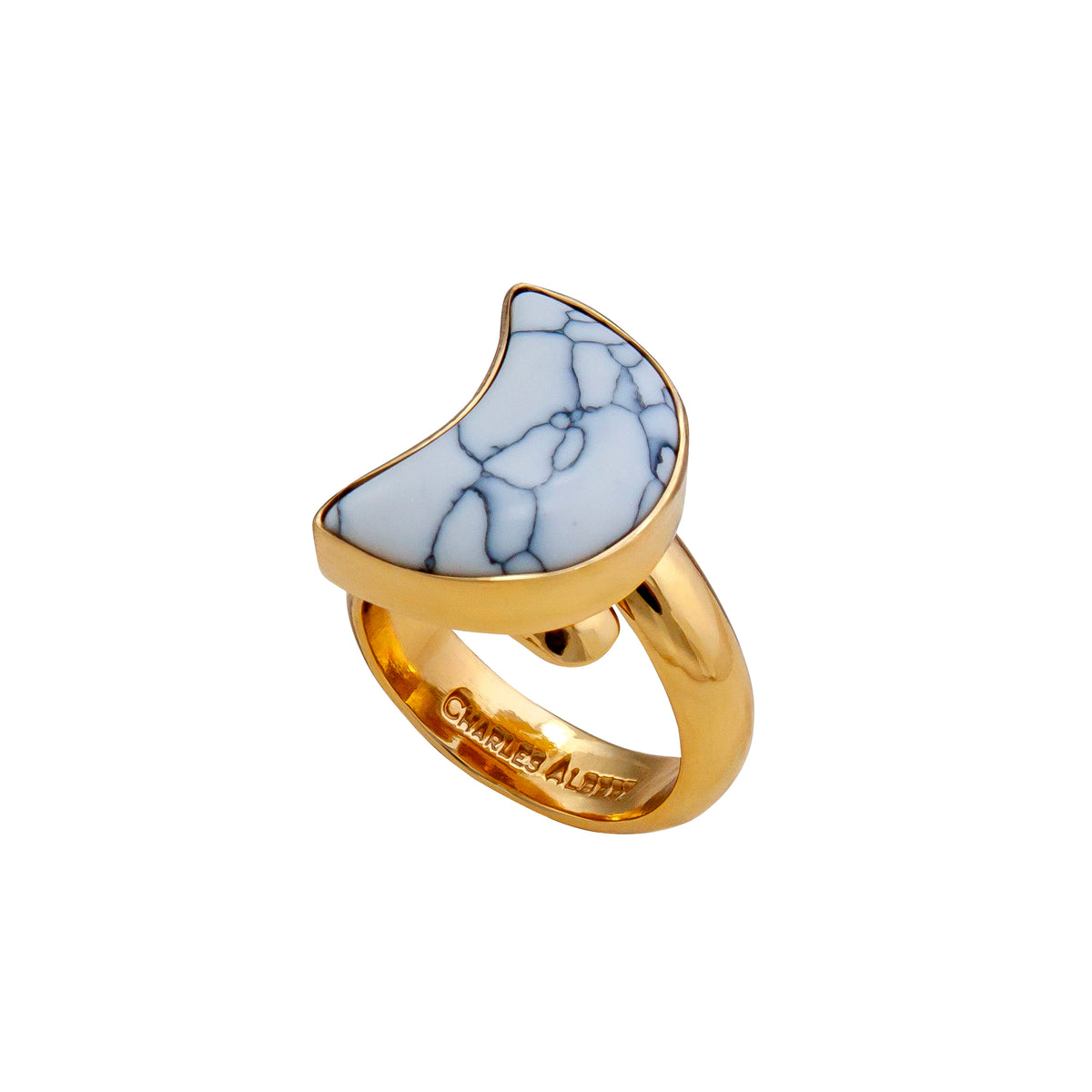 Alchemia White Howlite Moon Adjustable Ring | Charles Albert Jewelry