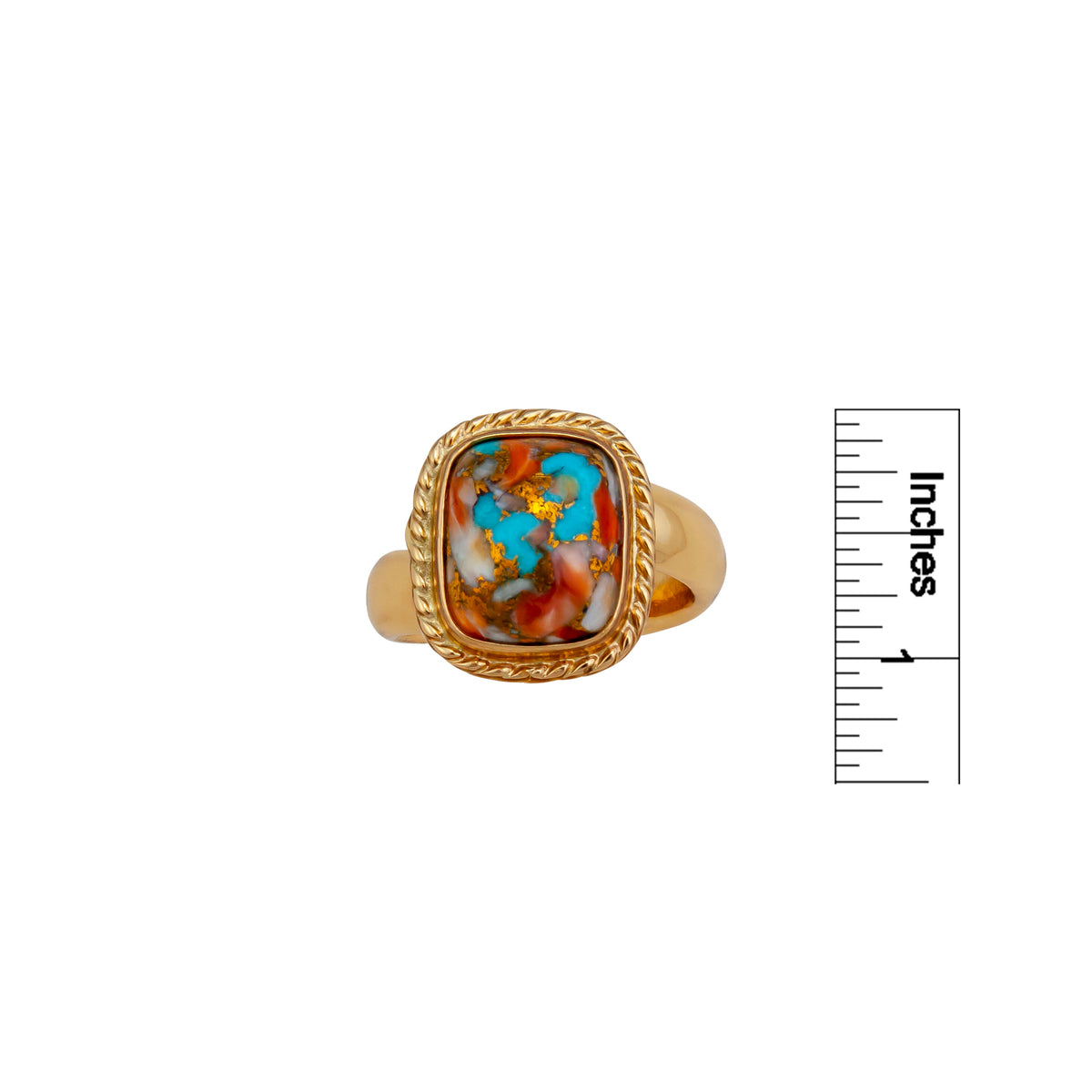 Alchemia Turquoise and Spiny Oyster Rope Adjustable Ring | Charles Albert Jewelry