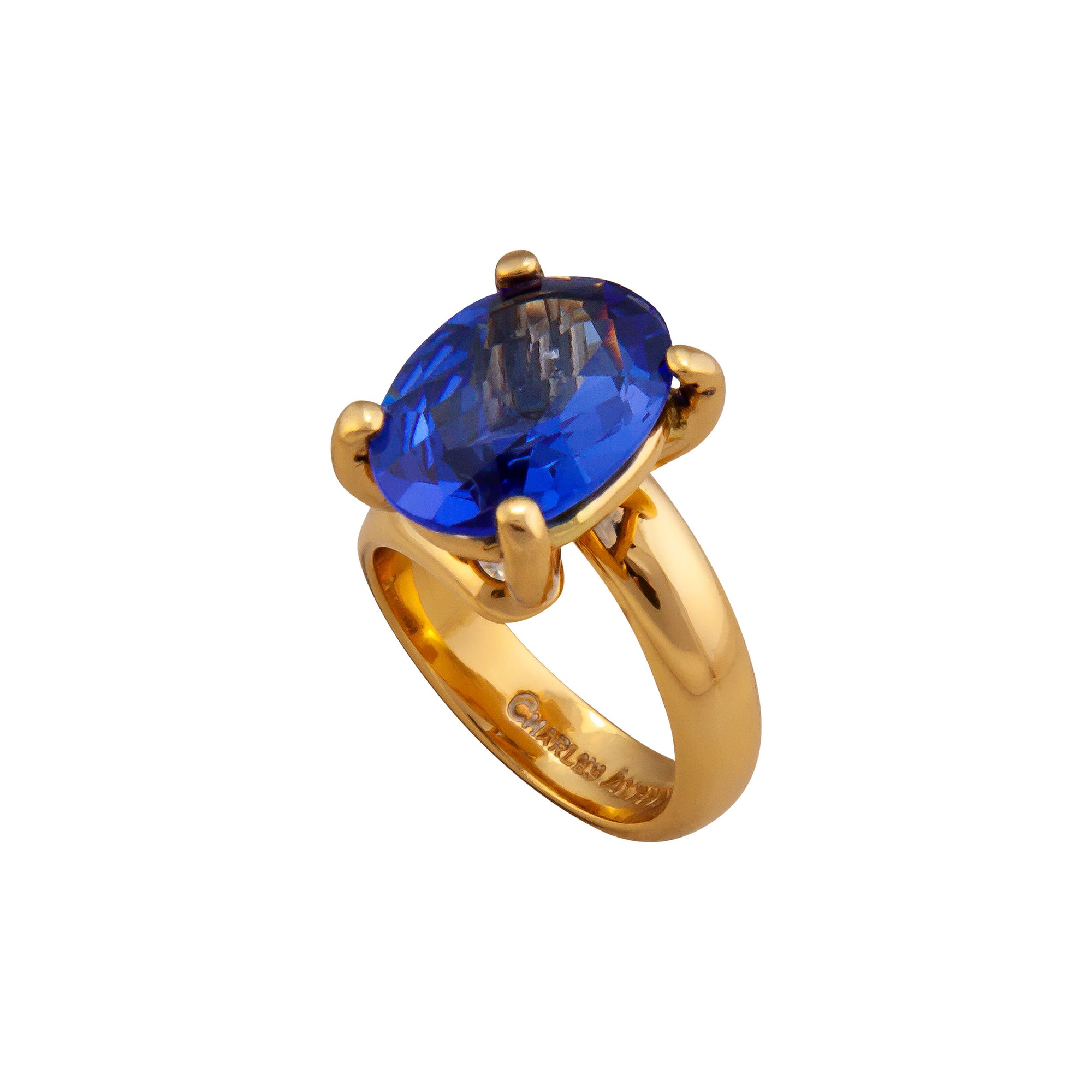 Alchemia Lab Created Tanzanite Oval Prong Set Ring | Charles Albert Jewelry