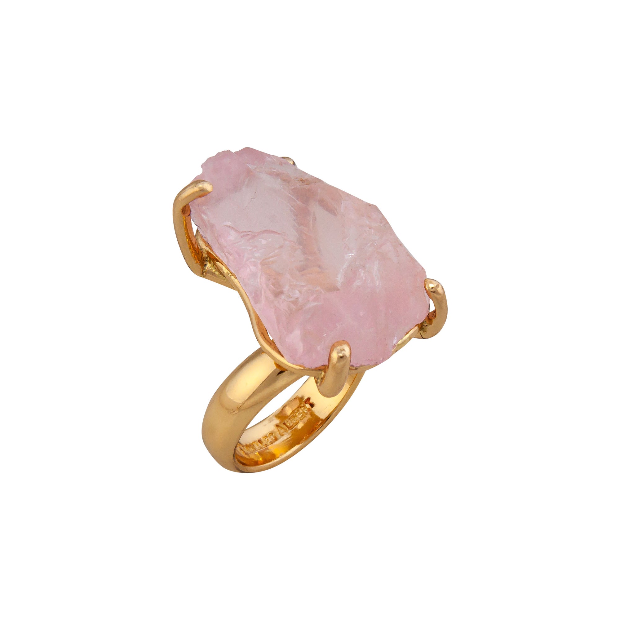 Alchemia Rose Quartz Prong Set Adjustable Ring | Charles Albert Jewelry
