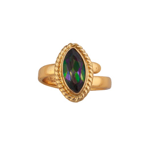 Alchemia Rainbow Mystic Quartz Marquis Rope Adjustable Ring | Charles Albert Jewelry