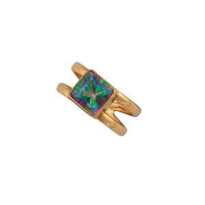 Alchemia Rainbow Mystic Quartz Adjustable Cuff Ring | Charles Albert Jewelry