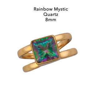Alchemia Rainbow Mystic Quartz Adjustable Cuff Ring | Charles Albert Jewelry