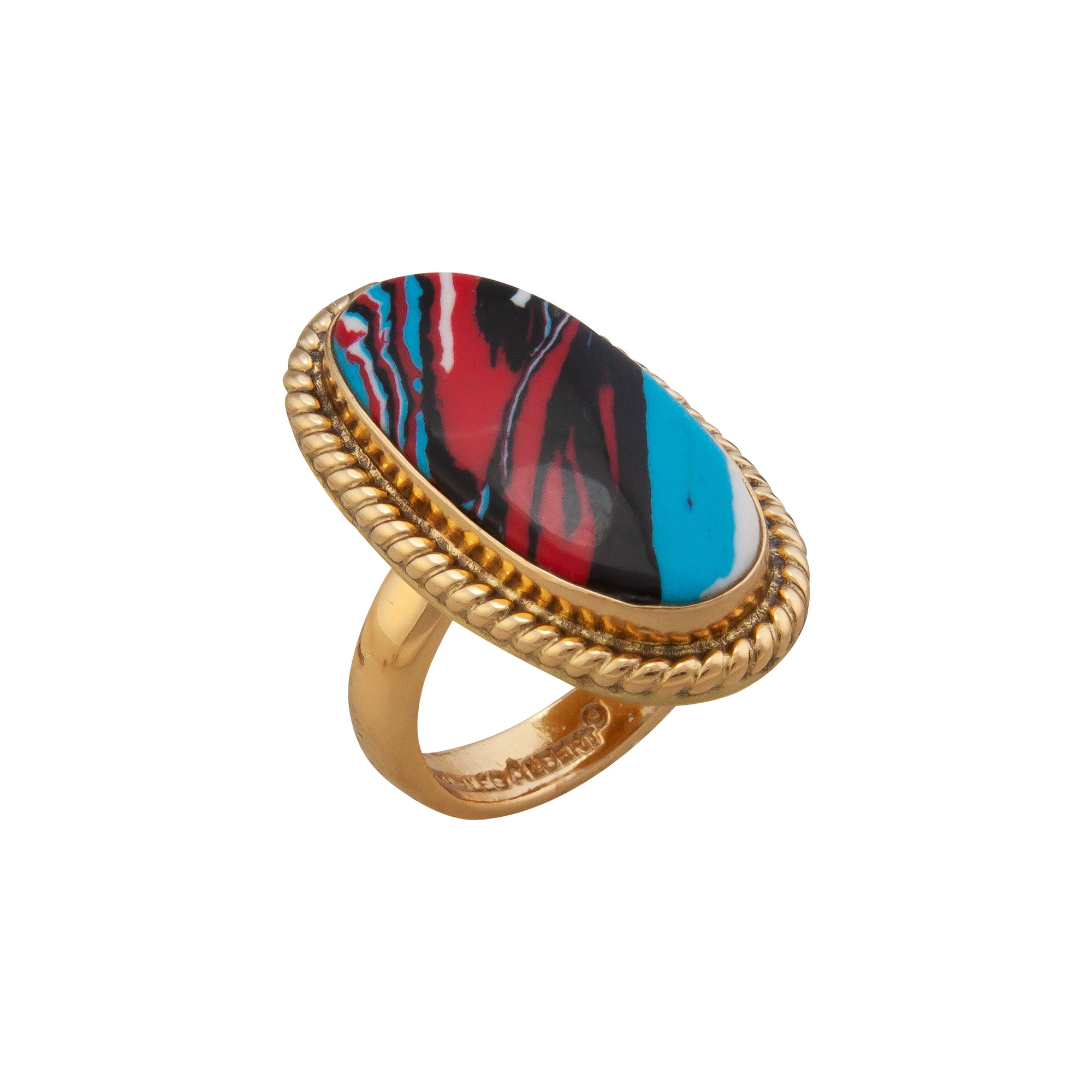 Alchemia Fordite Oval Rope Adjustable Ring | Charles Albert Jewelry