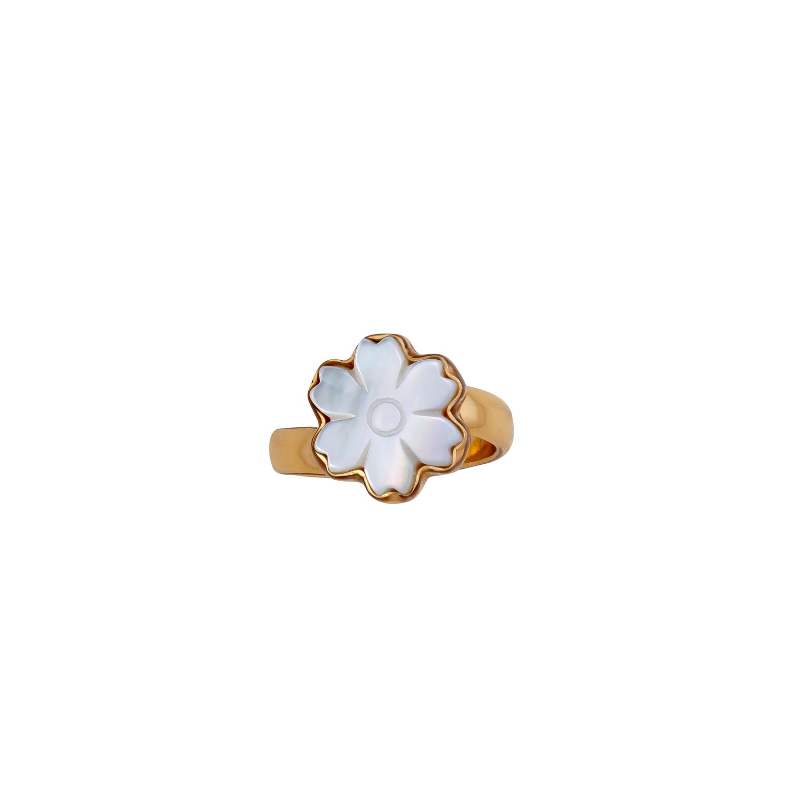 Alchemia Mother of Pearl Flower Adjustable Ring | Charles Albert Jewelry