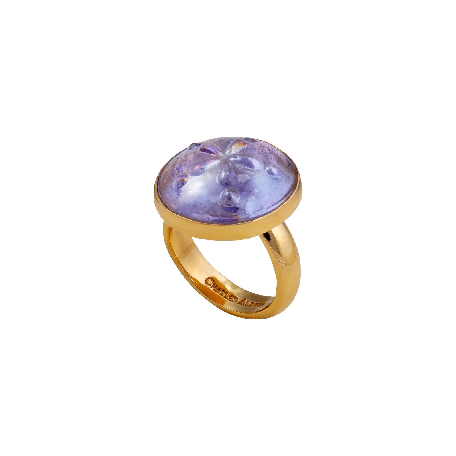 Alchemia Sand Dollar Iridescent Lavender Glass Adjustable Ring | Charles Albert Jewelry