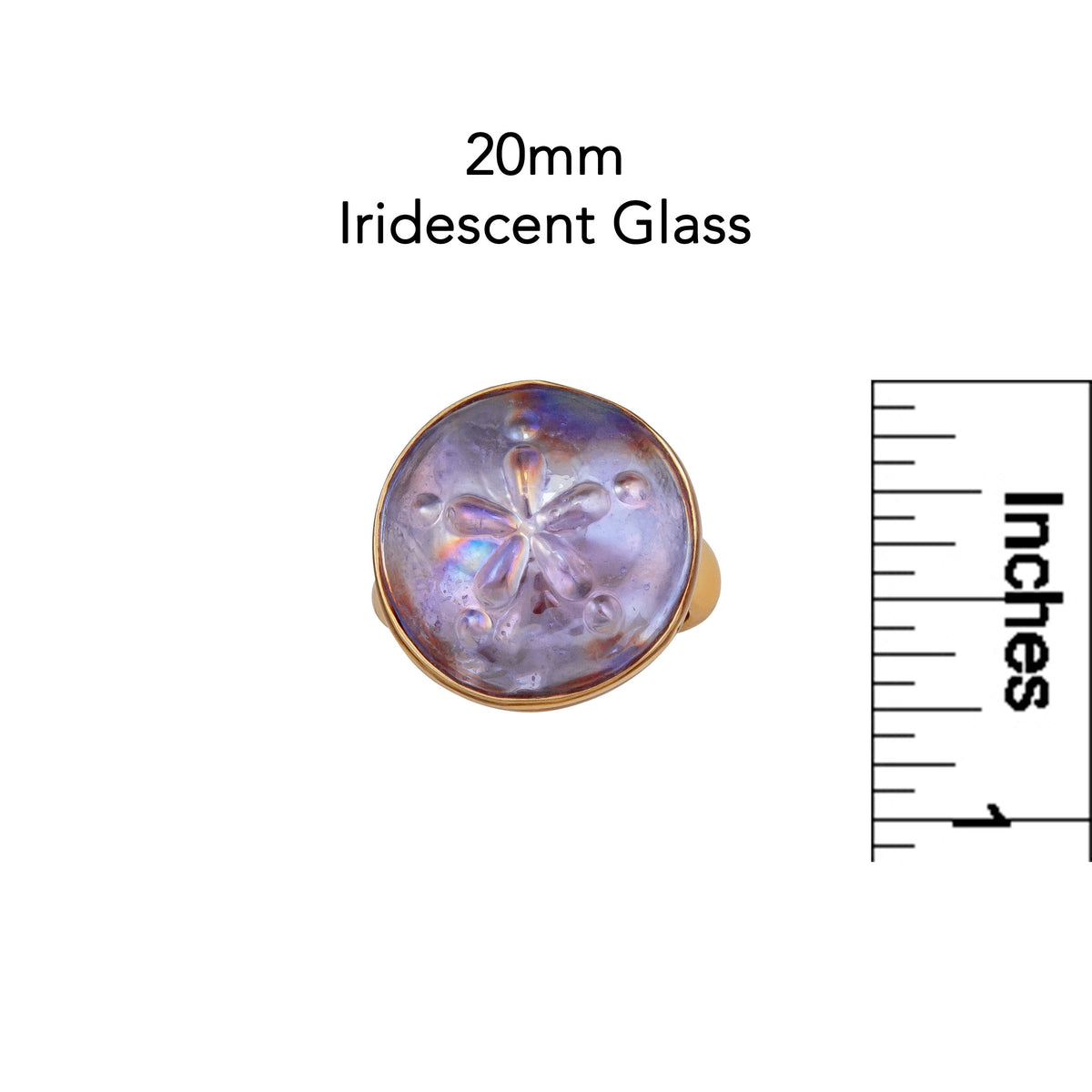 Alchemia Sand Dollar Iridescent Lavender Glass Adjustable Ring | Charles Albert Jewelry