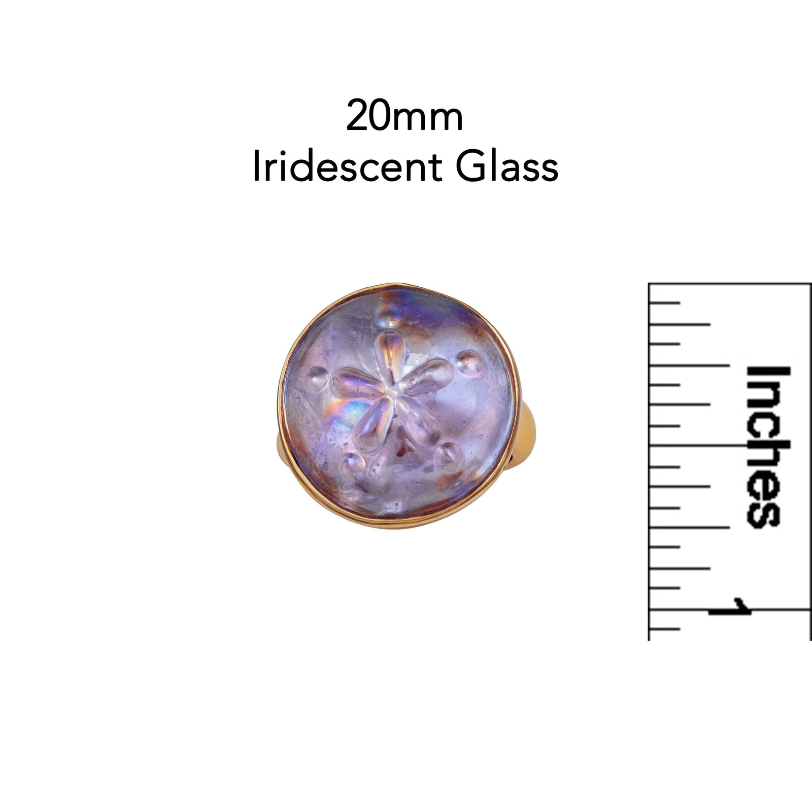 Alchemia Sand Dollar Iridescent Lavender Glass Adjustable Ring | Charles Albert Jewelry