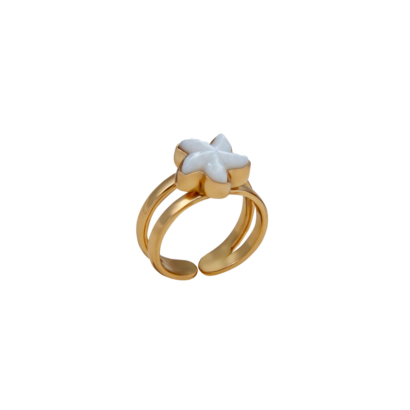 Alchemia Mother of Pearl Starfish Adjustable Cuff Ring | Charles Albert Jewelry