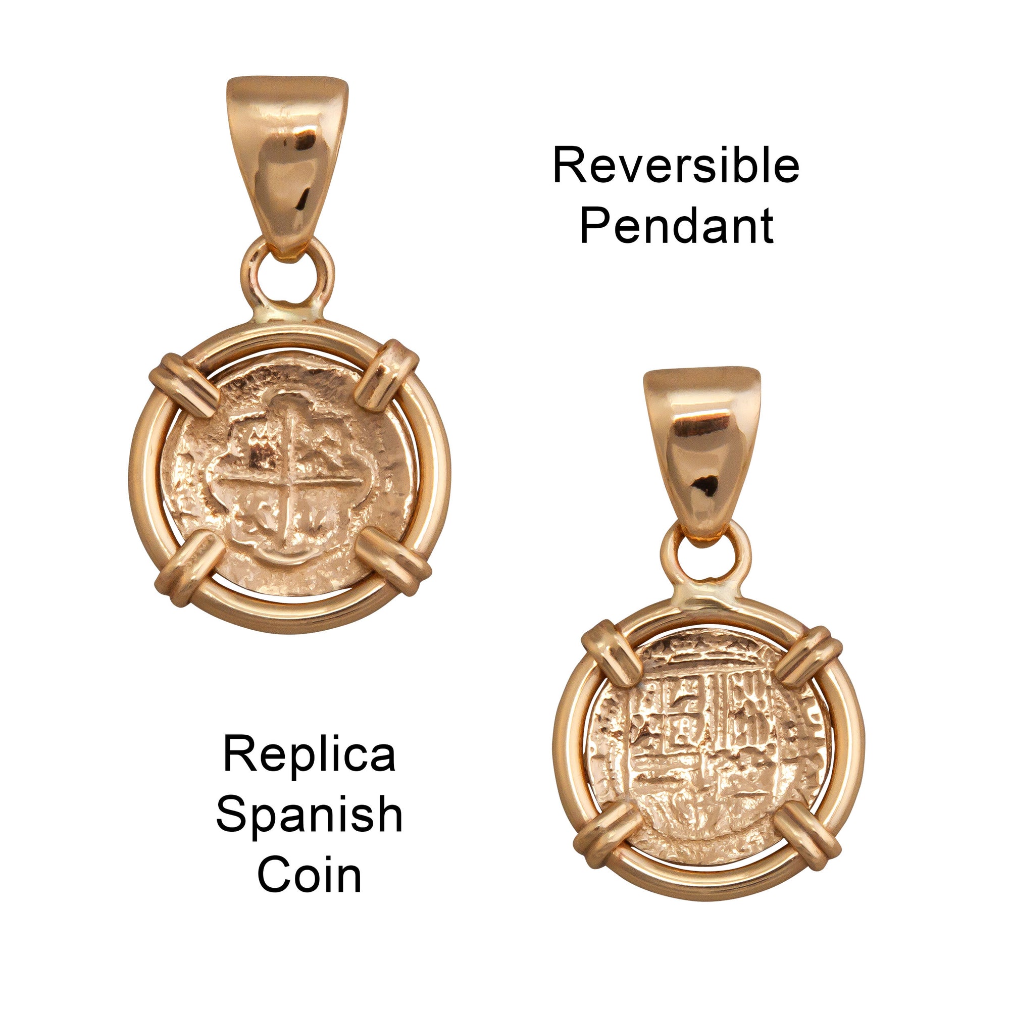 Alchemia Replica Spanish Coin Reversible Prong Pendant | Charles Albert Jewelry