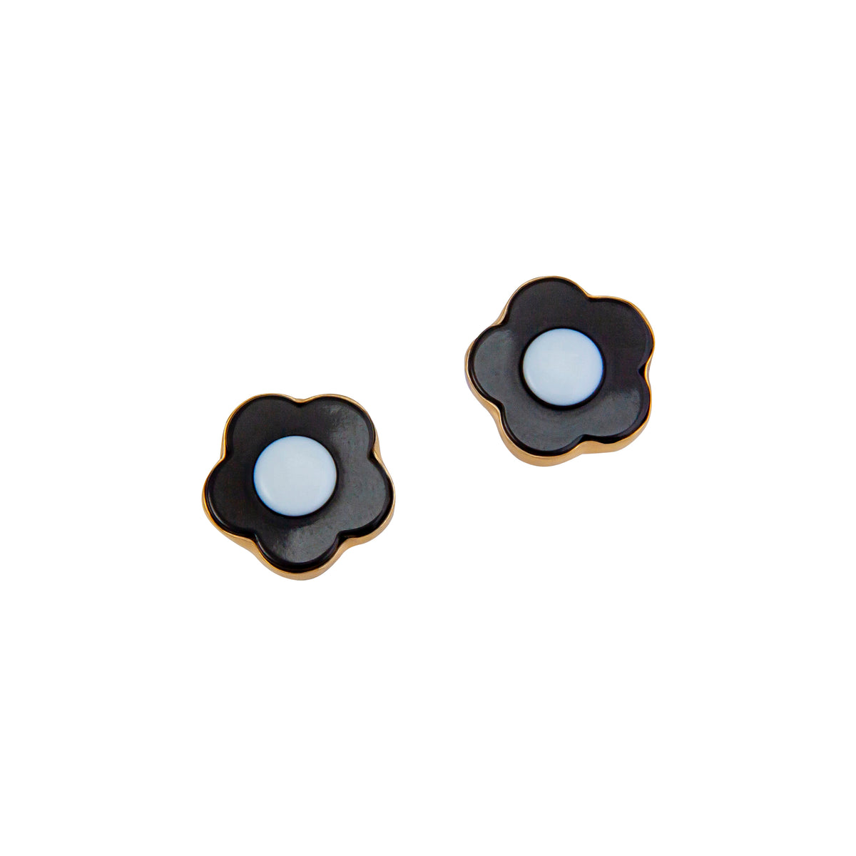 Alchemia Black and White Flower Acrylic Post Earrings | Charles Albert Jewelry