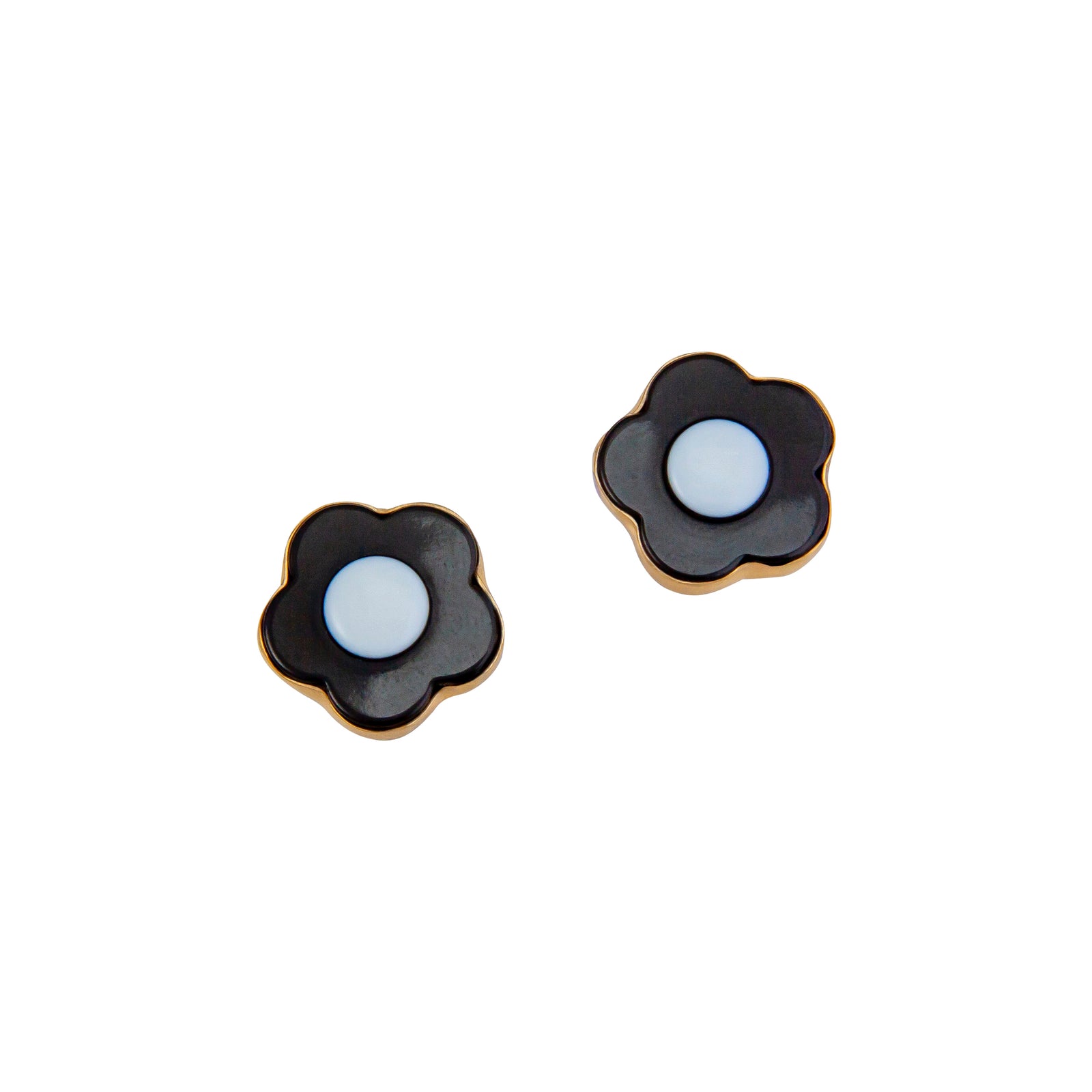 Alchemia Black and White Flower Acrylic Post Earrings | Charles Albert Jewelry