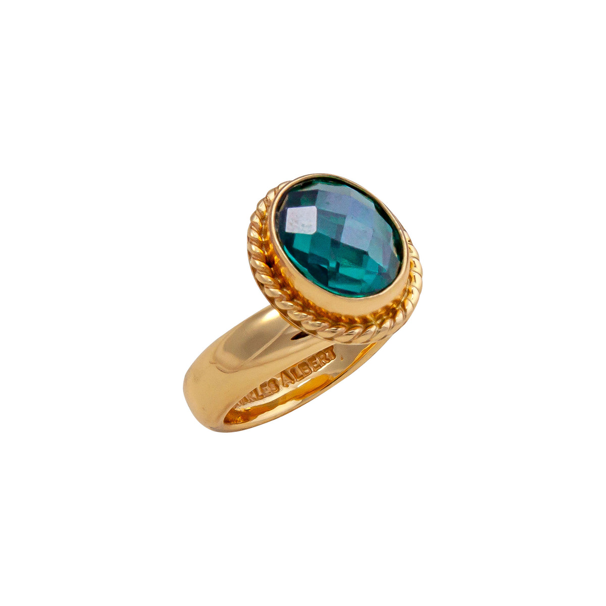 Alchemia Chrome Dioptase Ring with Rope Detail | Charles Albert Jewelry