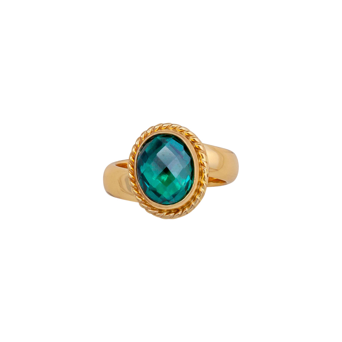 Alchemia Chrome Dioptase Ring with Rope Detail | Charles Albert Jewelry