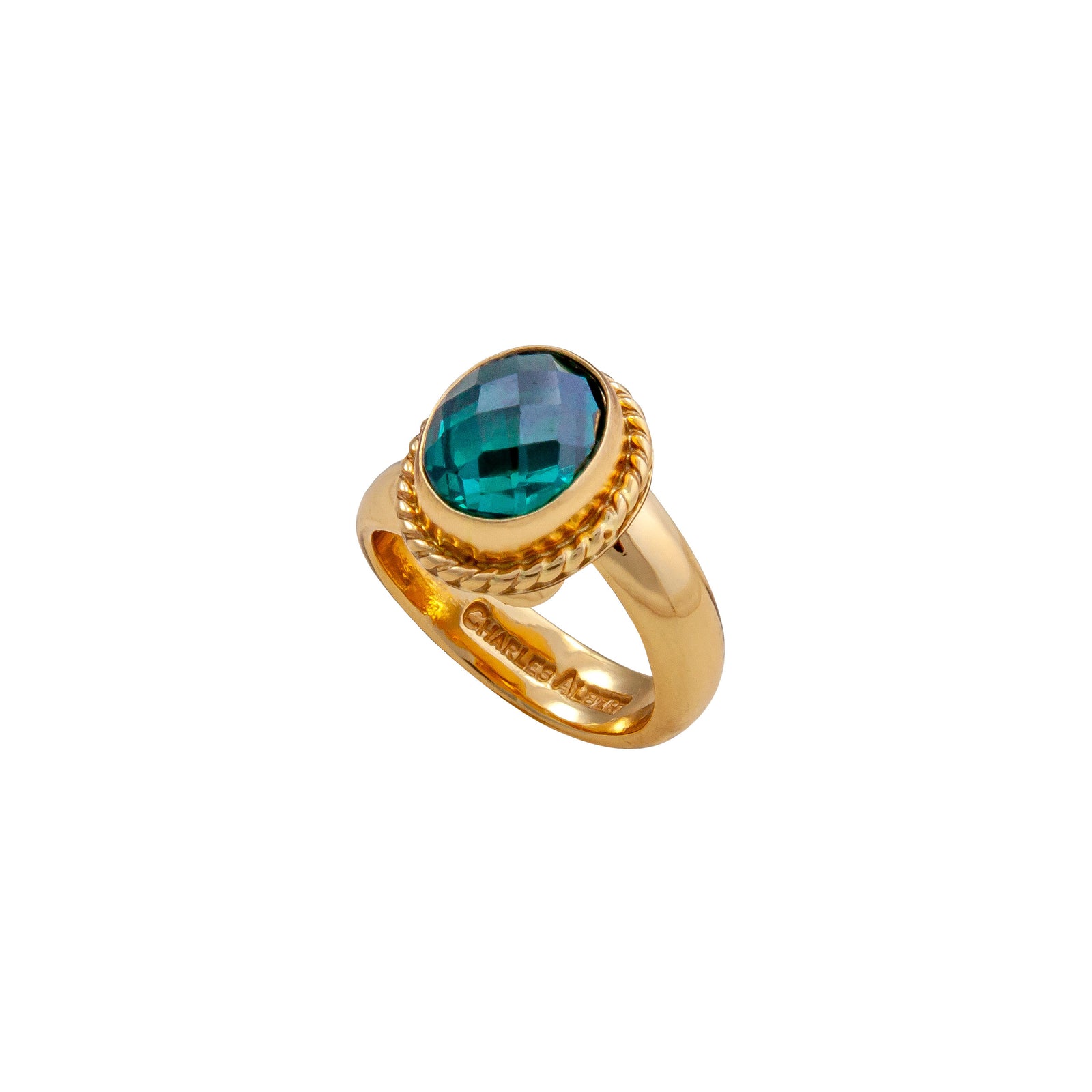 Alchemia Chrome Dioptase Ring with Rope Detail | Charles Albert Jewelry