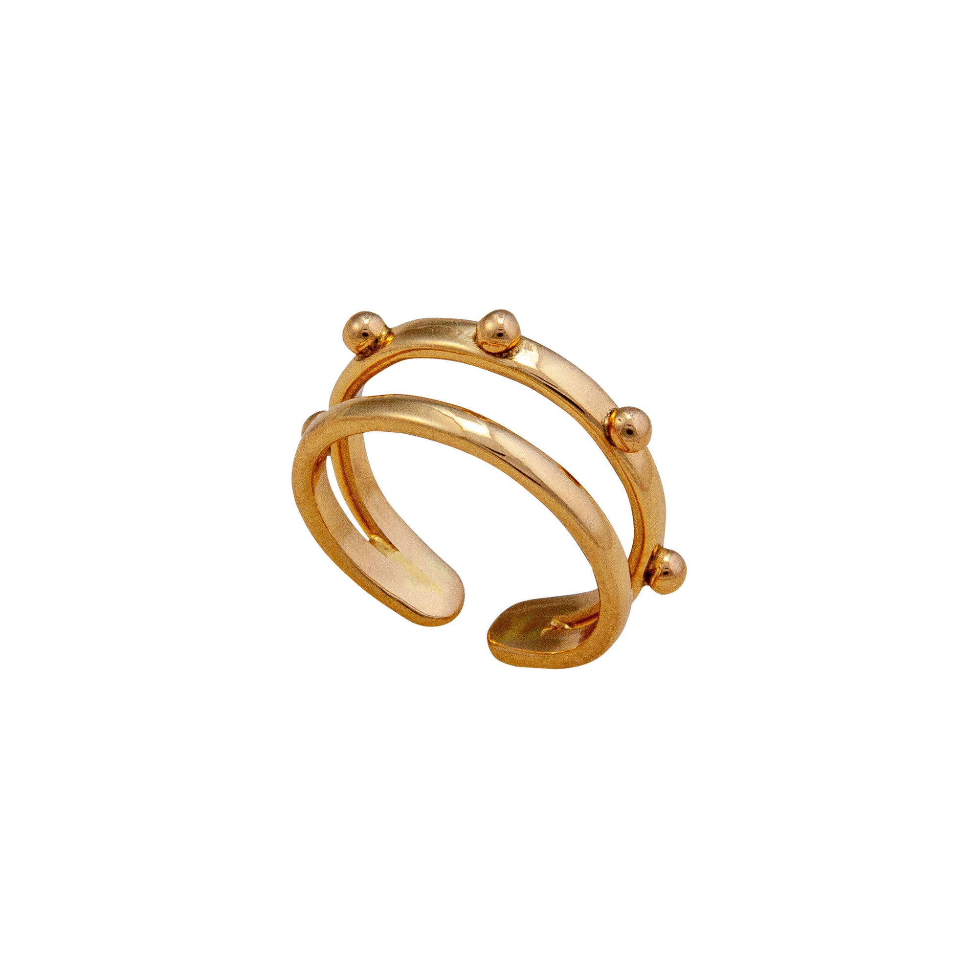 Alchemia Double Band with Detailed Dot Cuff Ring | Charles Albert Jewelry