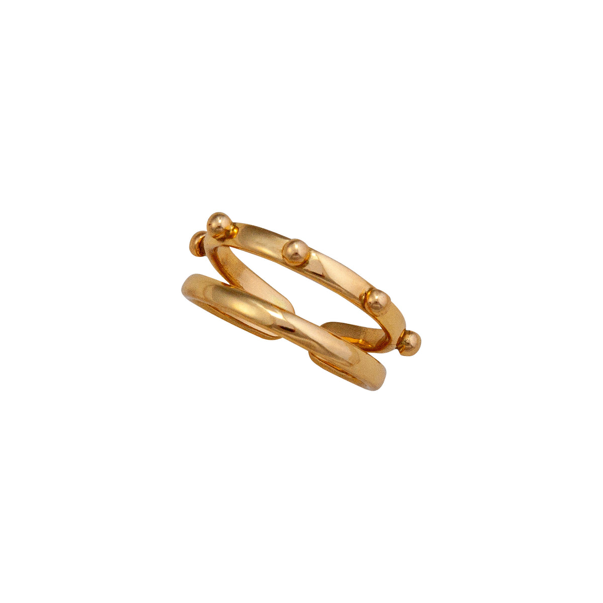 Alchemia Double Band with Detailed Dot Cuff Ring | Charles Albert Jewelry