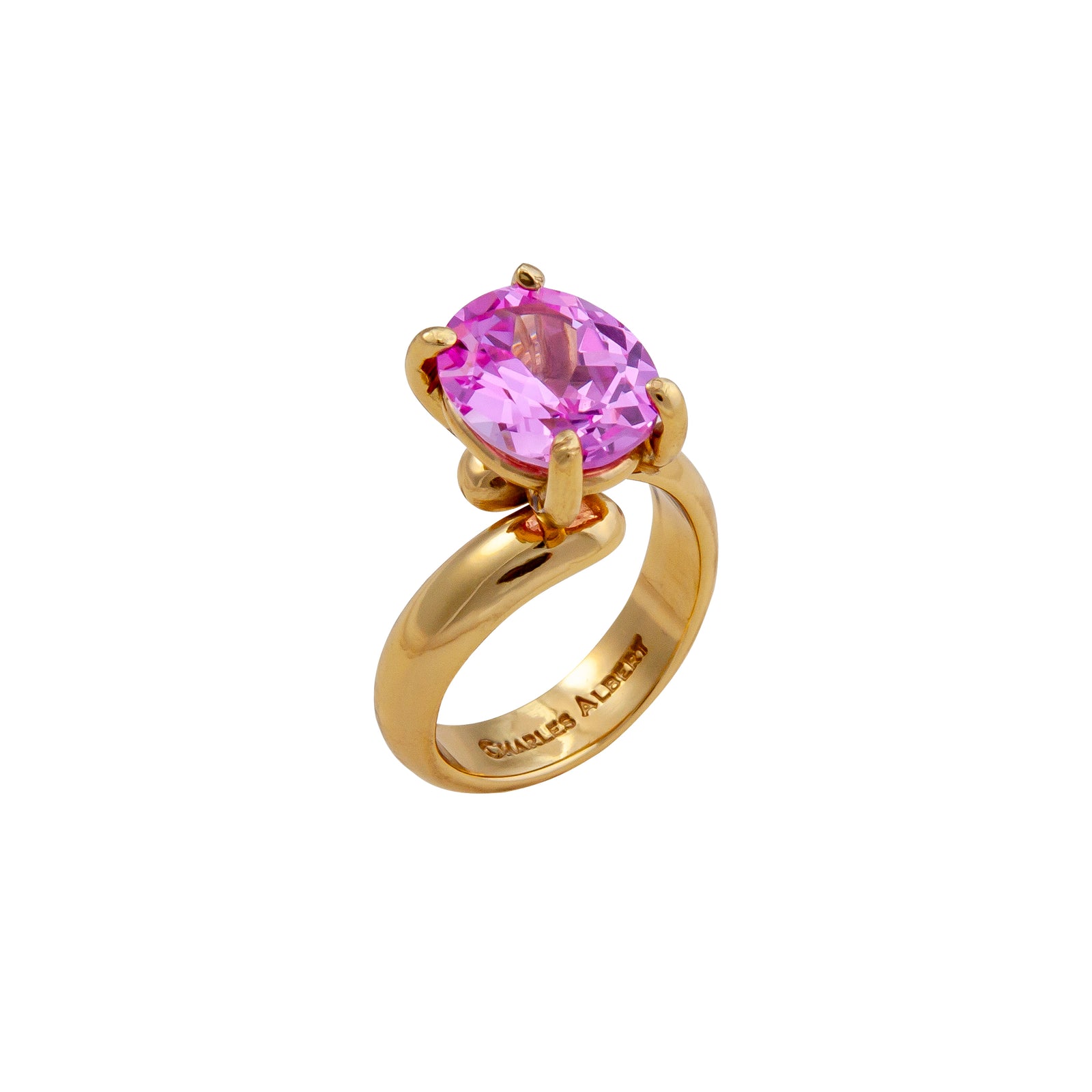 Alchemia Lab Created Pink Sapphire Prong Set Adjustable Ring