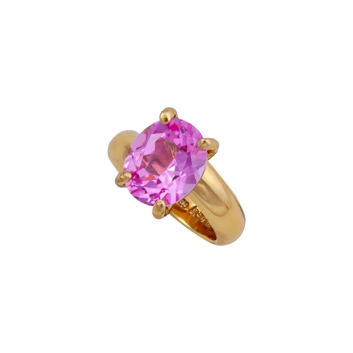Alchemia Lab Created Pink Sapphire Prong Set Adjustable Ring