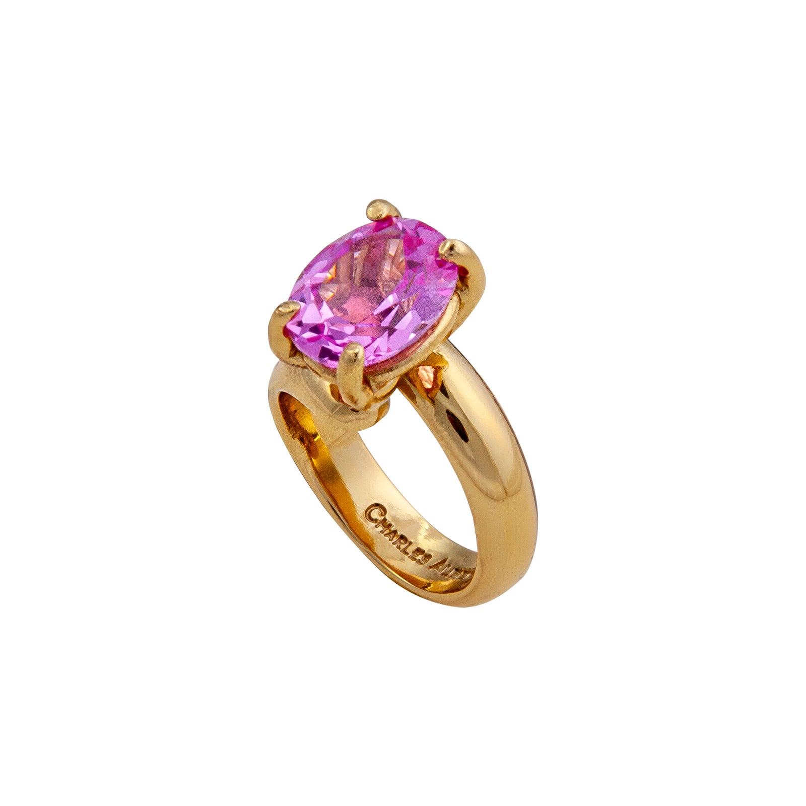 Alchemia Lab Created Pink Sapphire Prong Set Adjustable Ring