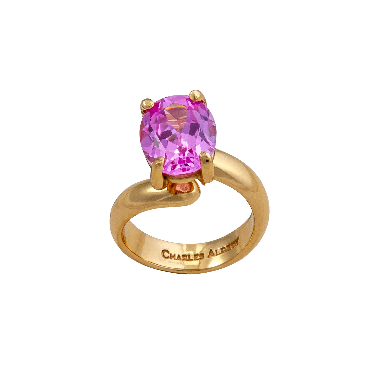 Alchemia Lab Created Pink Sapphire Prong Set Adjustable Ring