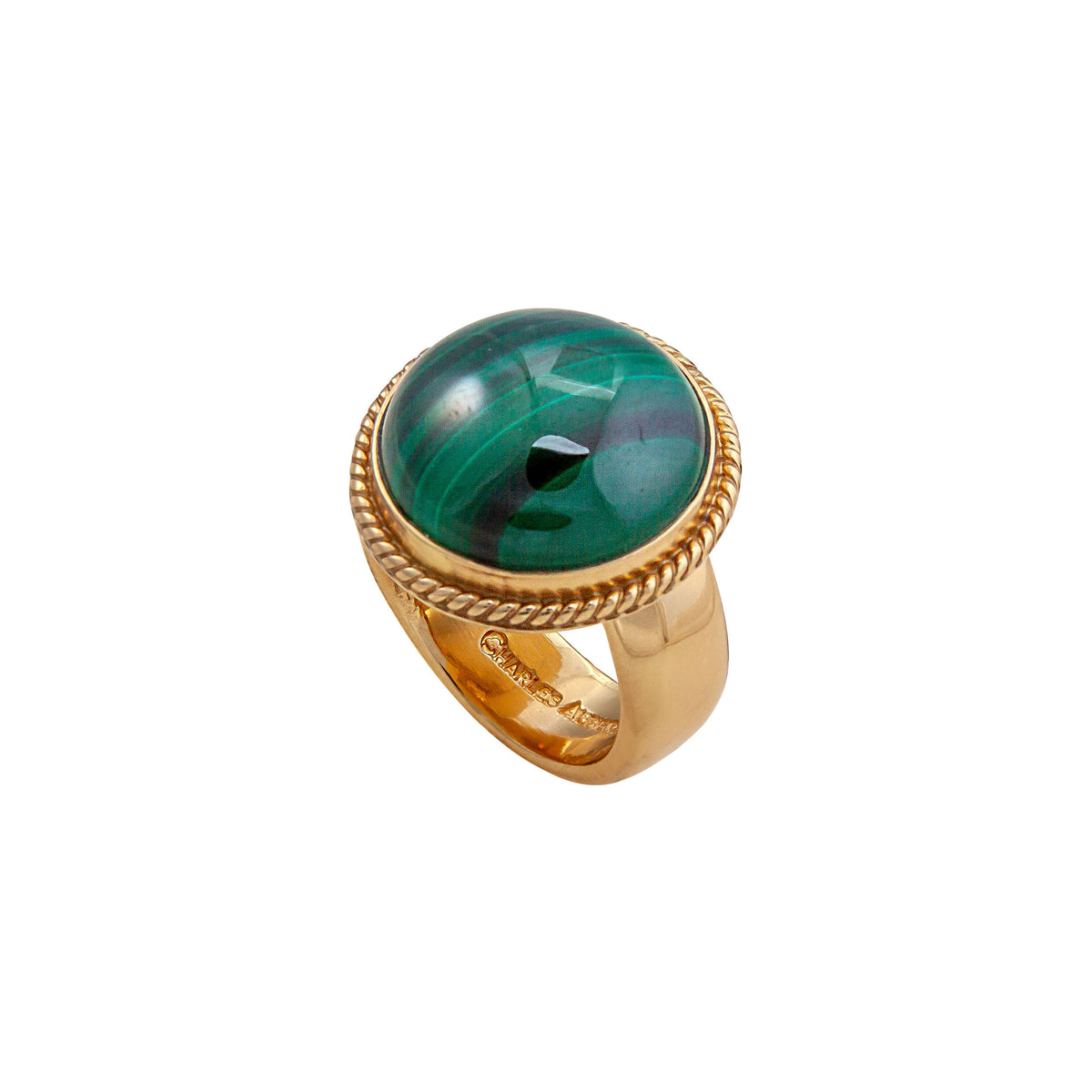 Alchemia Malachite Round Ring with Rope Detail | Charles Albert Jewelry