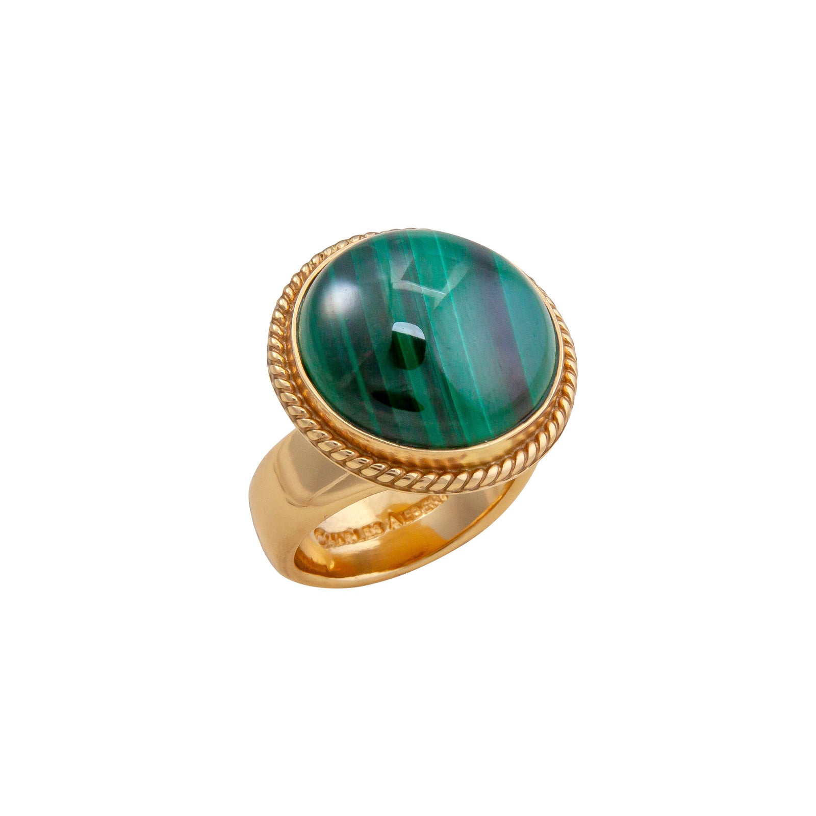 Alchemia Malachite Round Ring with Rope Detail | Charles Albert Jewelry