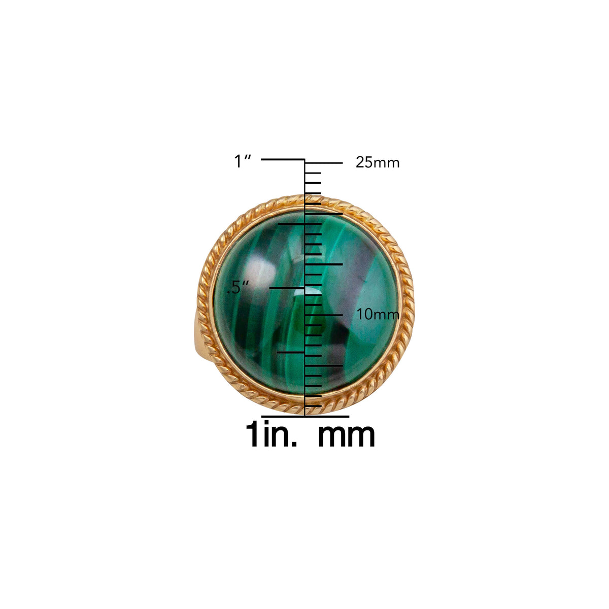 Alchemia Malachite Round Ring with Rope Detail | Charles Albert Jewelry