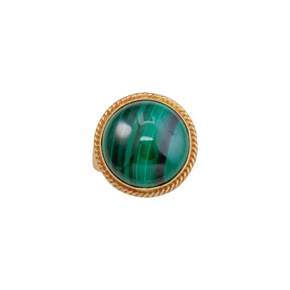 Alchemia Malachite Round Ring with Rope Detail | Charles Albert Jewelry