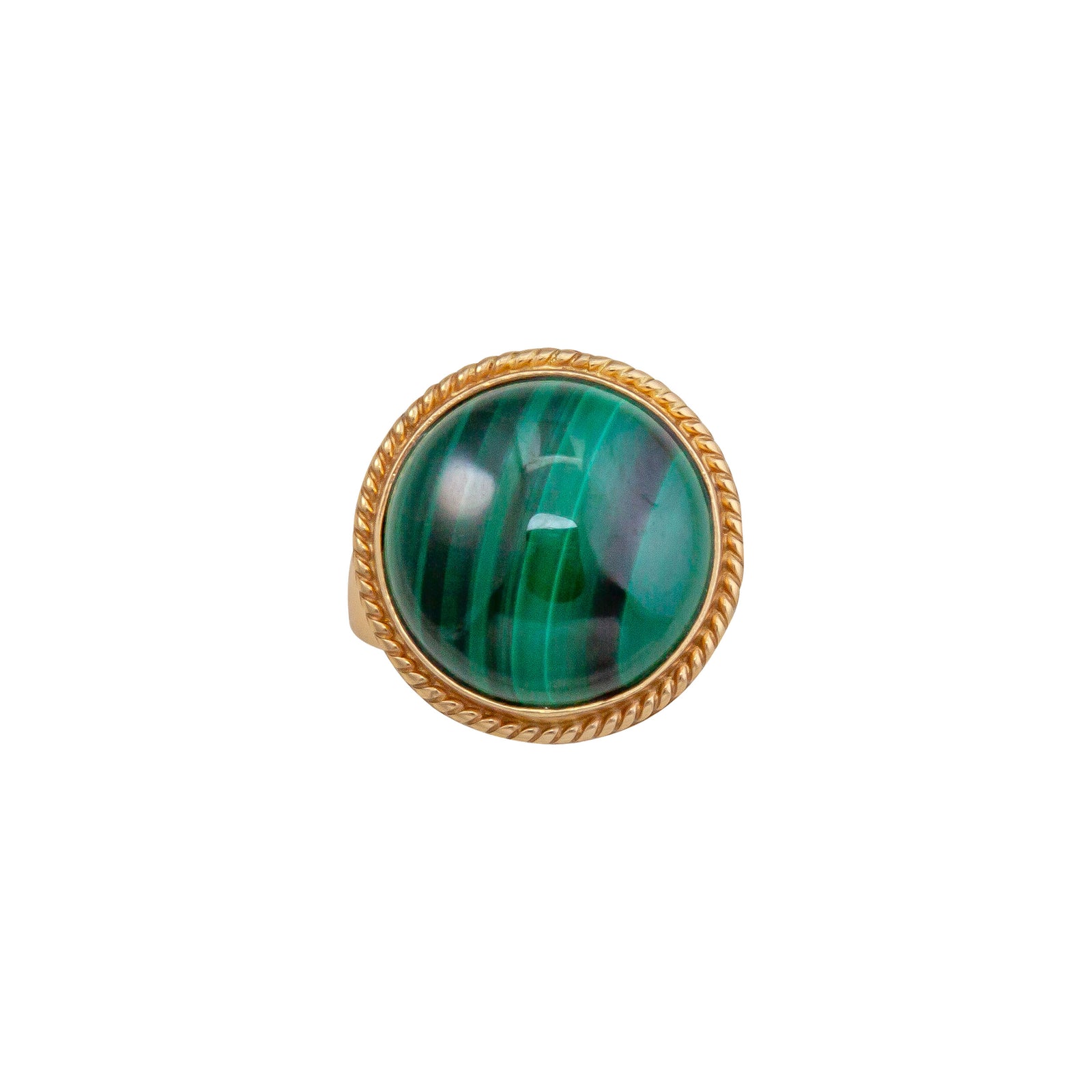 Alchemia Malachite Round Ring with Rope Detail | Charles Albert Jewelry