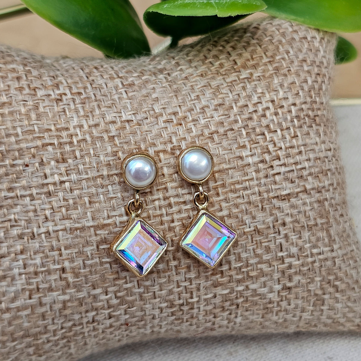 Alchemia Pearl and Mercury Mist CZ Post Earrings | Charles Albert Jewelry