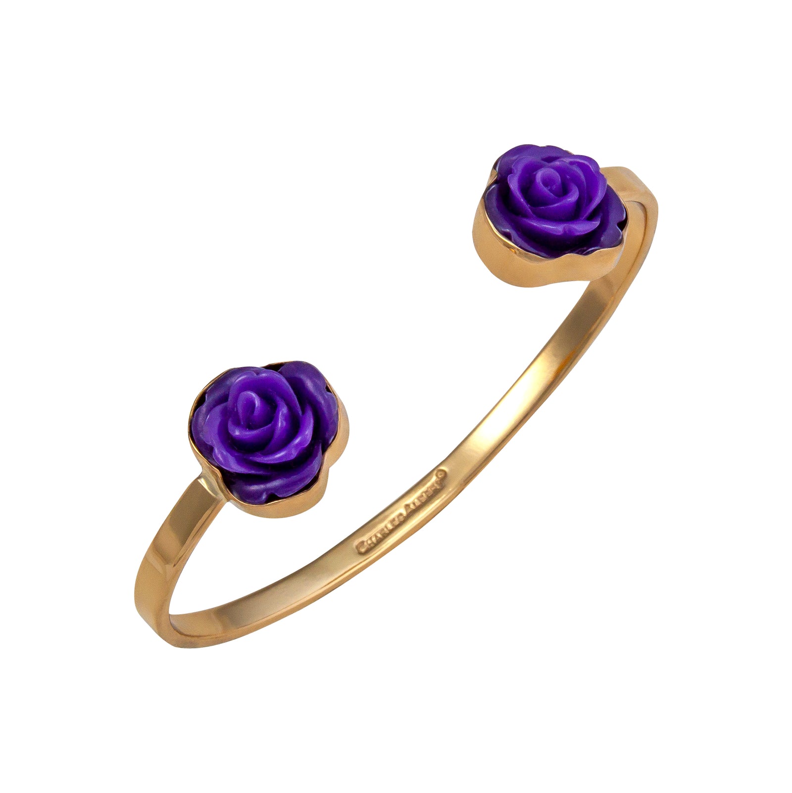 Alchemia Purple Resin Rose Open Cuff | Charles Albert Jewelry