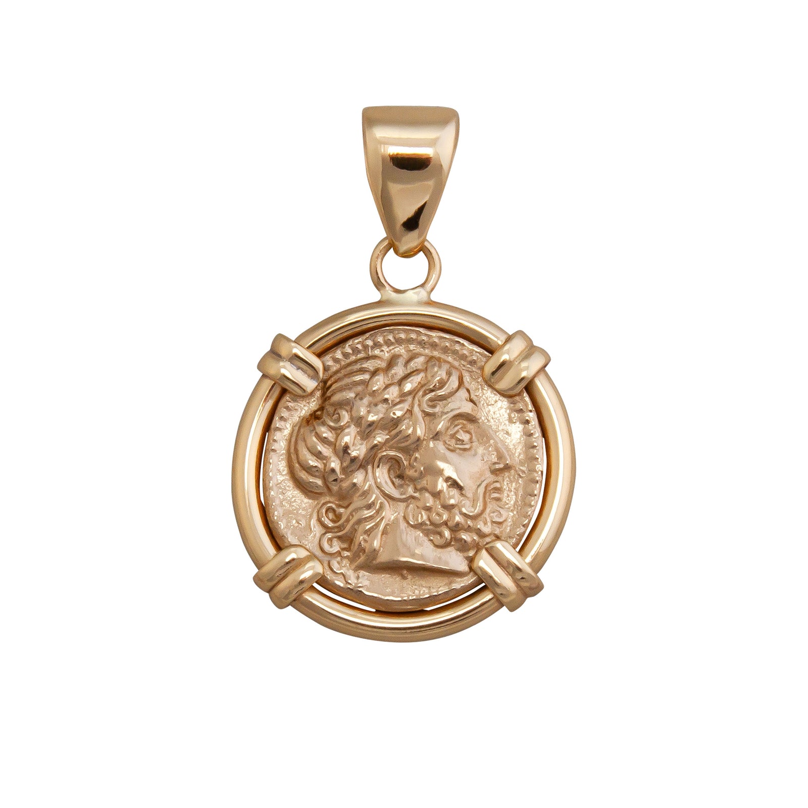 Alchemia Replica Greek Coin Prong Set Reversible Pendant | Charles Albert Jewelry