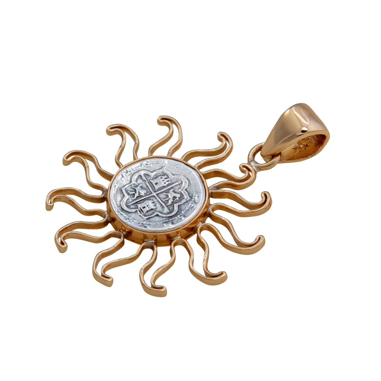 Sterling Silver and Alchemia Spanish Sun Coin Pendant | Charles Albert Jewelry