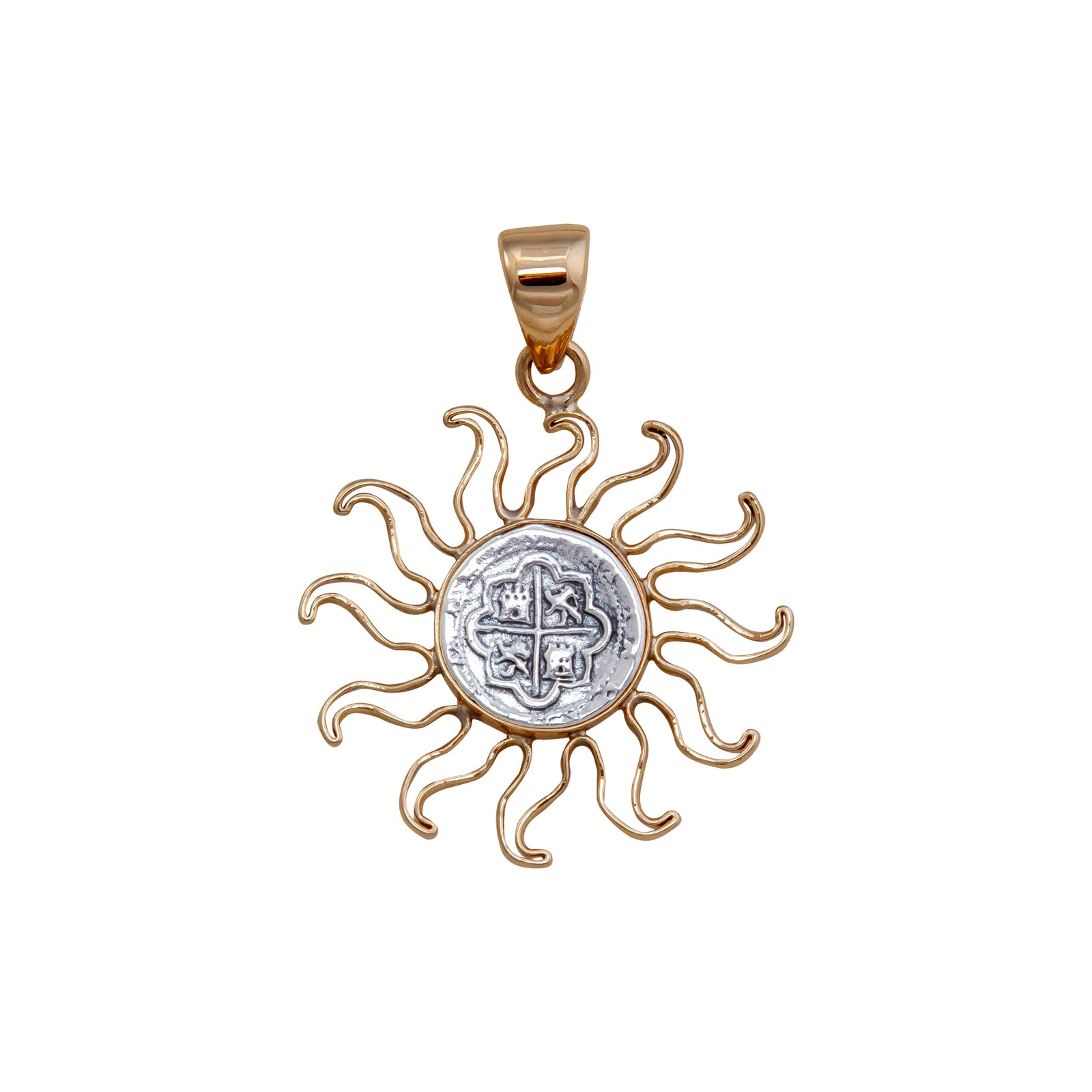 Sterling Silver and Alchemia Spanish Sun Coin Pendant | Charles Albert Jewelry