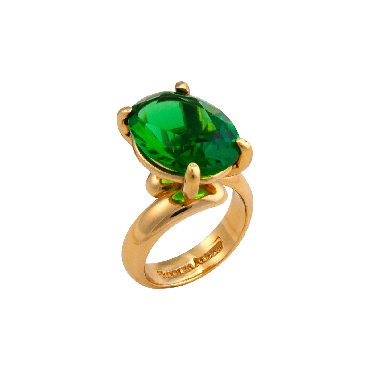 Alchemia Synthetic Emerald Prong Set Adjustable Ring | Charles Albert Jewelry