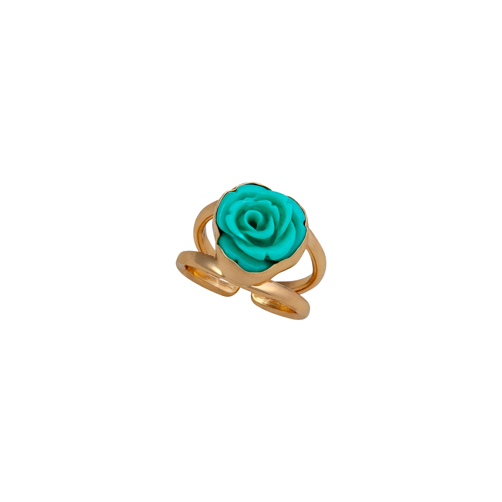 Alchemia Teal Resin Rose Adjustable Cuff Ring | Charles Albert Jewelry