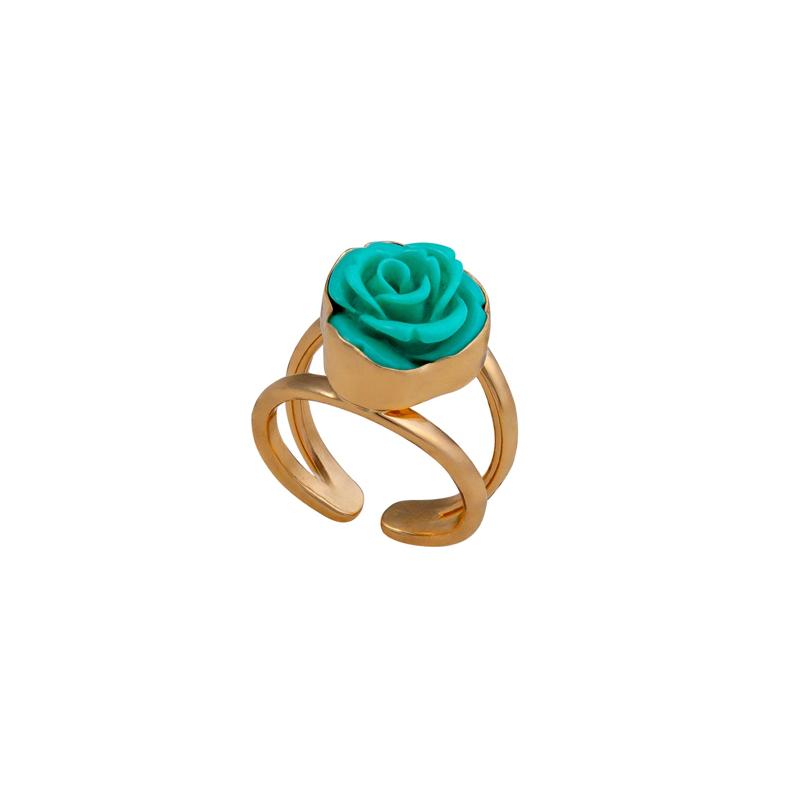 Alchemia Teal Resin Rose Adjustable Cuff Ring | Charles Albert Jewelry