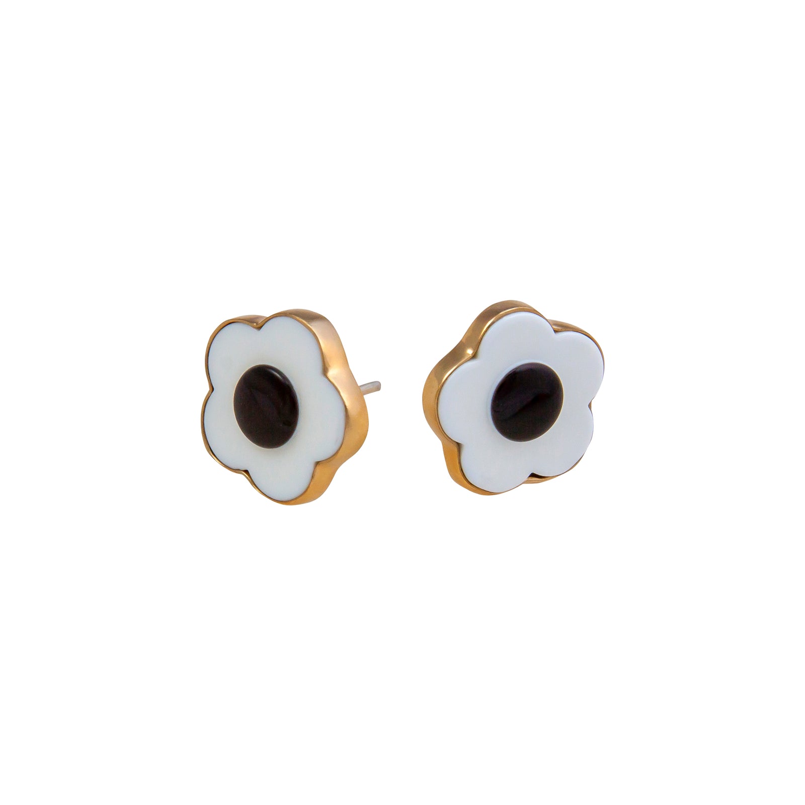 Alchemia White and Black Flower Acrylic Post Earrings | Charles Albert Jewelry