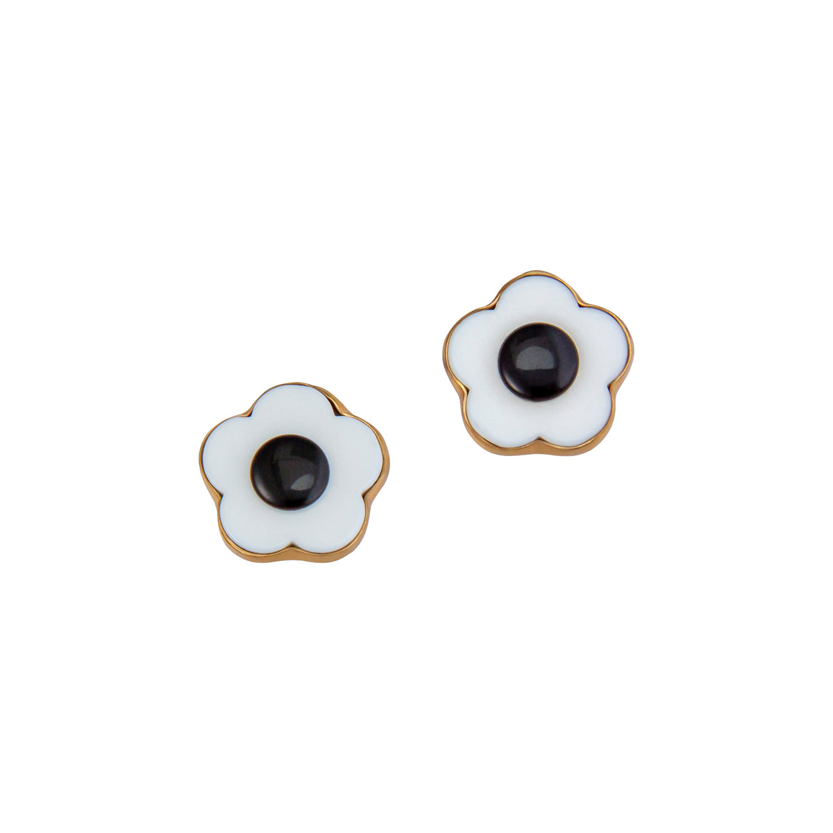 Alchemia White and Black Flower Acrylic Post Earrings | Charles Albert Jewelry