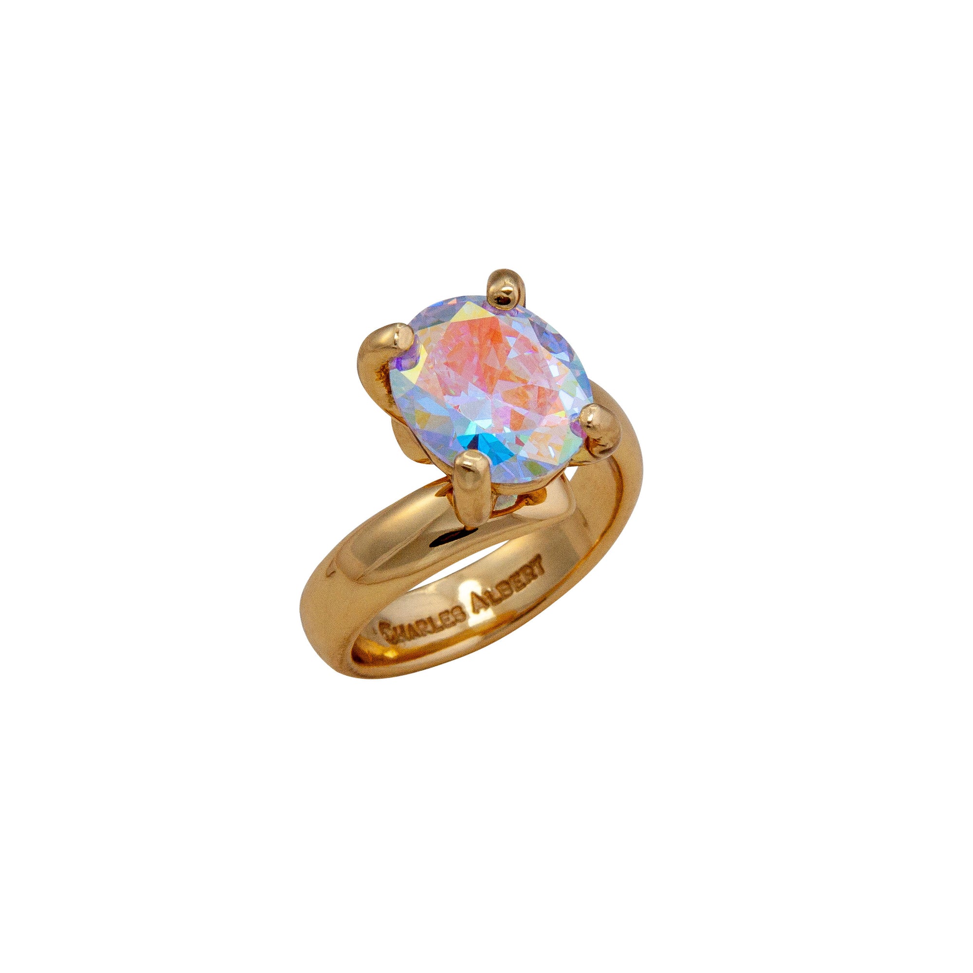 Alchemia Mercury Mist Oval Prong Set Adjustable Ring | Charles Albert Jewelry