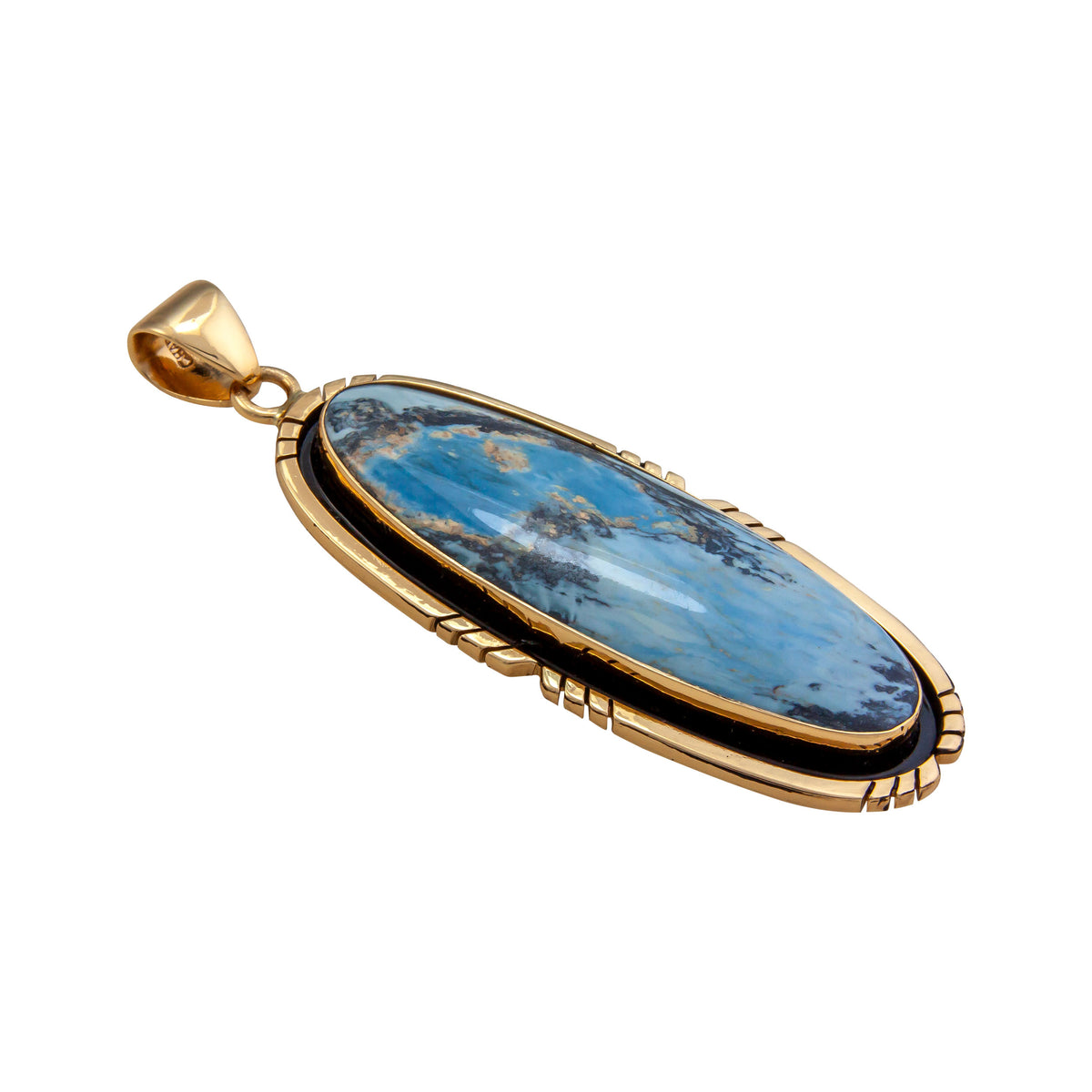 Alchemia Aztec Lapis Oval Pendant with Detailed Edge | Charles Albert Jewelry