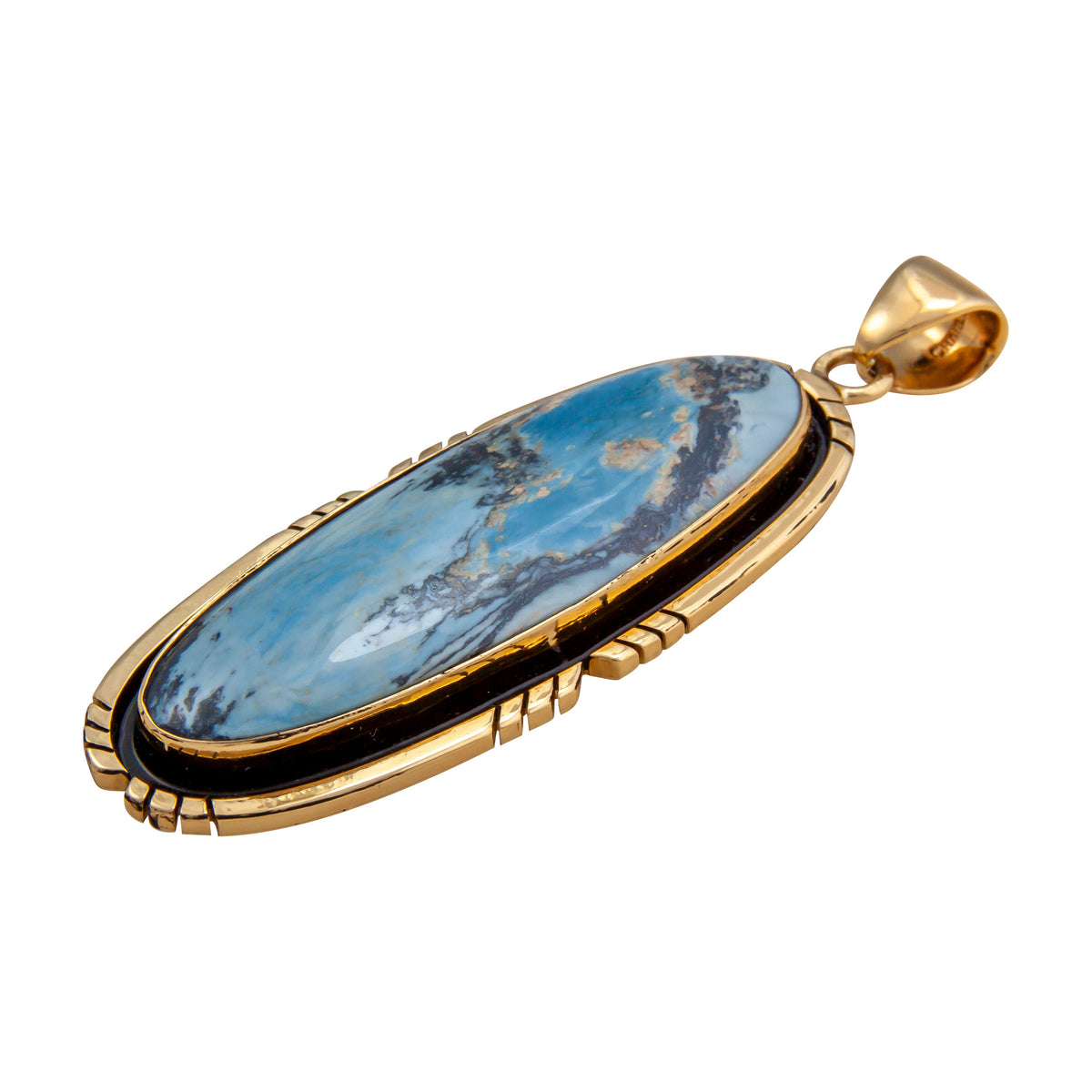Alchemia Aztec Lapis Oval Pendant with Detailed Edge | Charles Albert Jewelry