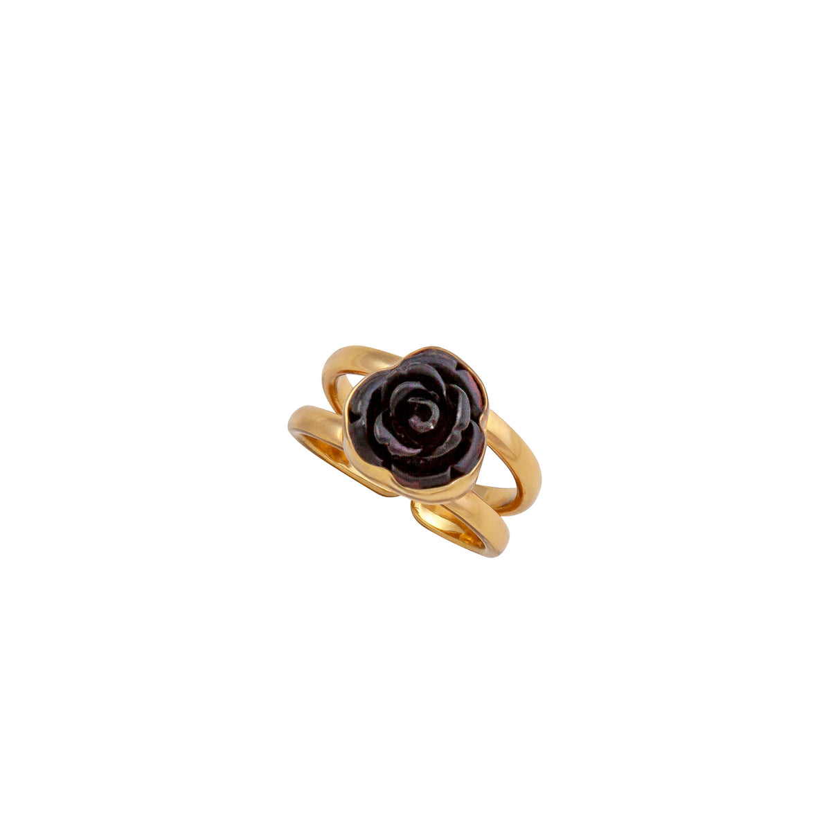 Alchemia Black Resin Rose Cuff Adjustable Ring | Charles Albert Jewelry